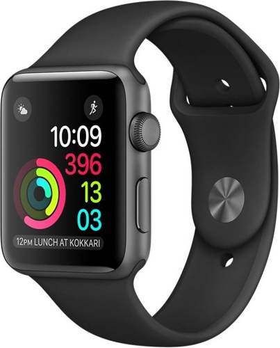 Buy Apple Watch Series 2 - 42 mm Space Gray Aluminum Case with Black Sport Band (Black Strap Medium)