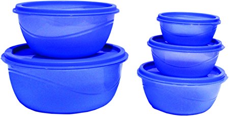 Buy Princeware Store Fresh Plastic Bowl Package Container, Set of 5, Blue