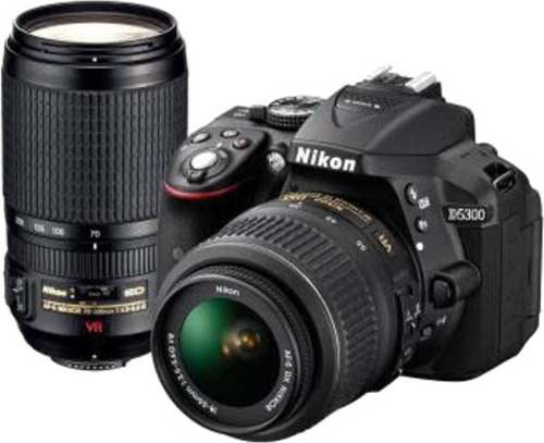 Buy Nikon D5300 DSLR Camera Body with Dual Lens: AF-P DX NIKKOR 18 - 55 mm f/3.5 - 5.6G VR + AF-P DX NIKKOR 70 - 300 mm f/4.5 - 6.3G ED VR (16 GB SD Card + Camera Bag) (Black)