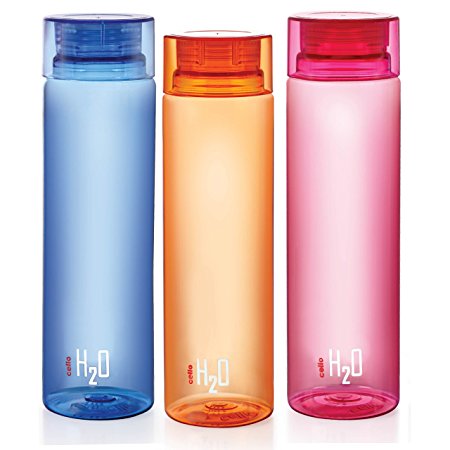 Buy Cello H2O Unbreakable Bottle , 1 Litre, Set of 3, Colour May Vary
