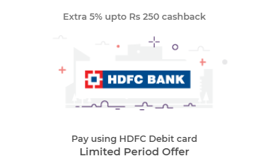 redBus offer - HDFC Bank Debit Card Offer - Extra 5% upto Rs 250 cashback