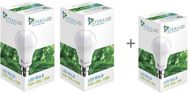 Buy Syska Led Lights 15 W, 9 W Standard B22 LED Bulb (White)