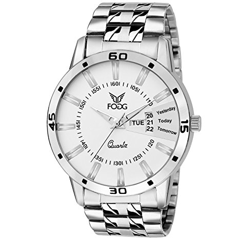 80 off Buy Fogg Stainless Steel Day and Date White Dial Analog