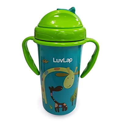 Buy LuvLap Tiny Giffy Sipper / Sippy Cup 300ml, Anti-Spill Design with Soft Silicone Straw, 18m+ (Green)