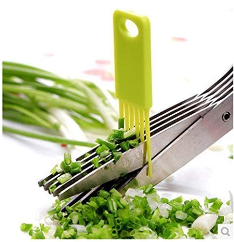 Buy ASPERIA Branded Multi-Functional Stainless Steel Kitchen Knives 5 Layers Scissors for Kitchen use Cut Herb Spices Cooking Tools Vegetable Cutter with Cleaning Brush (Multicolor)