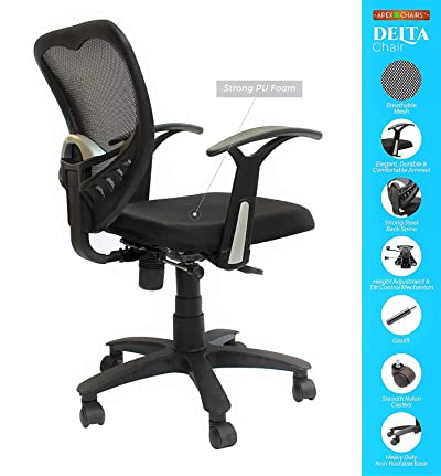 Buy SAVYA HOME Apex Chairs Delta MB Umbrella Base Office Chair (Black)