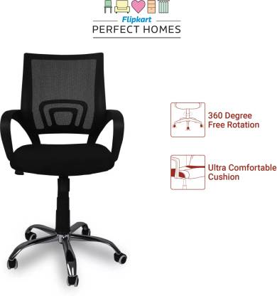 Buy Flipkart Perfect Homes Fabric Office Visitor Chair  (Black)