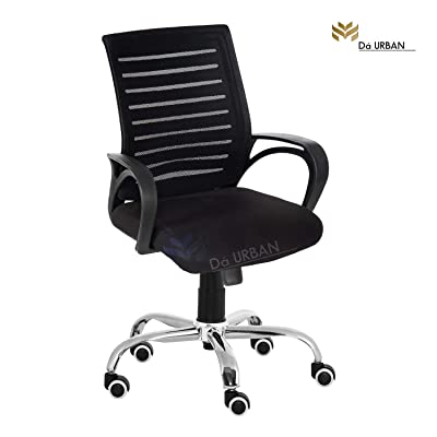Buy Da Urban Boom Mid Back Mesh Revolving Chair with Wheels (Black) (1 Pc)