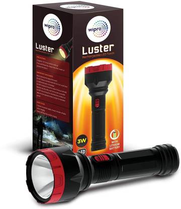 Buy WIPRO Luster LED rechargable Torch Torch Emergency Light  (Black, Red)