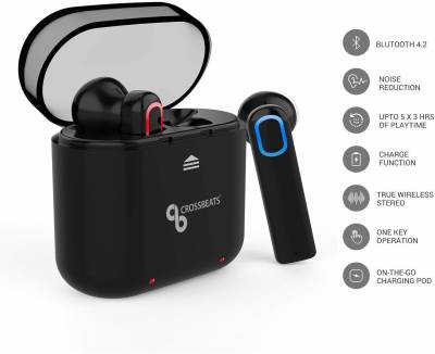 CrossBeats Aero True Wireless Earbuds Bluetooth Headphones Wireless Earphones Headset with Microphone, in-Built Charging Dock for Mobile